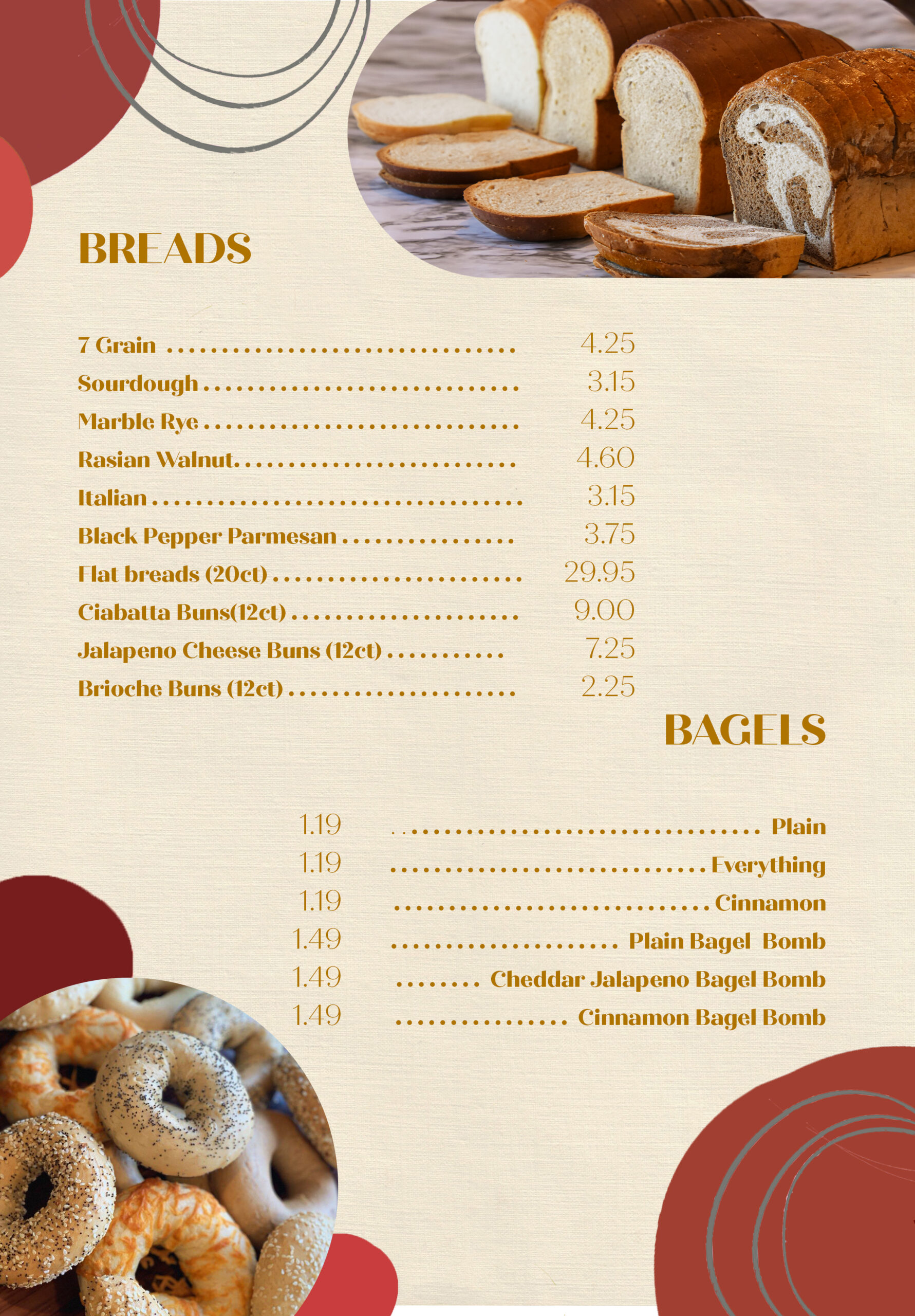 Mary's Market Wholesale Menu