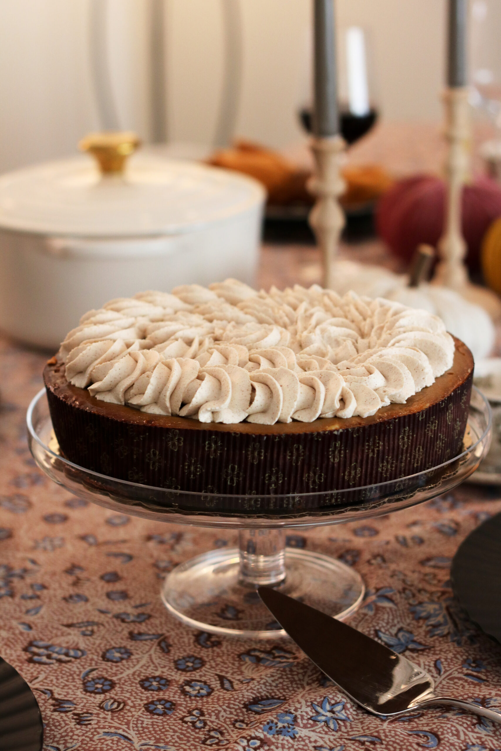 Deep-dish holiday pie on a festive table